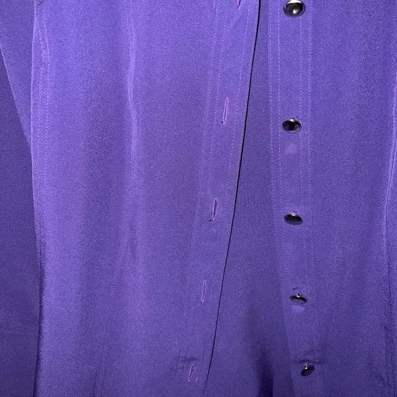 Sag Harbor Two Piece Vintage Set Purple Button Down Blouse and Pants Size 14 - Picture 8 of 12